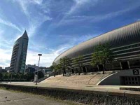 Thumbnail photo of a sports arena linking to Exploring Lisbon photo page
